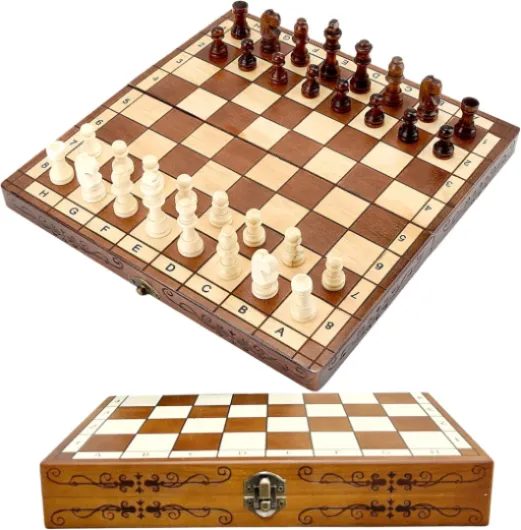 Syrace Jeu d'échecs en bois pliable fait main - 30 x 30 cm jeu d'echec en bois