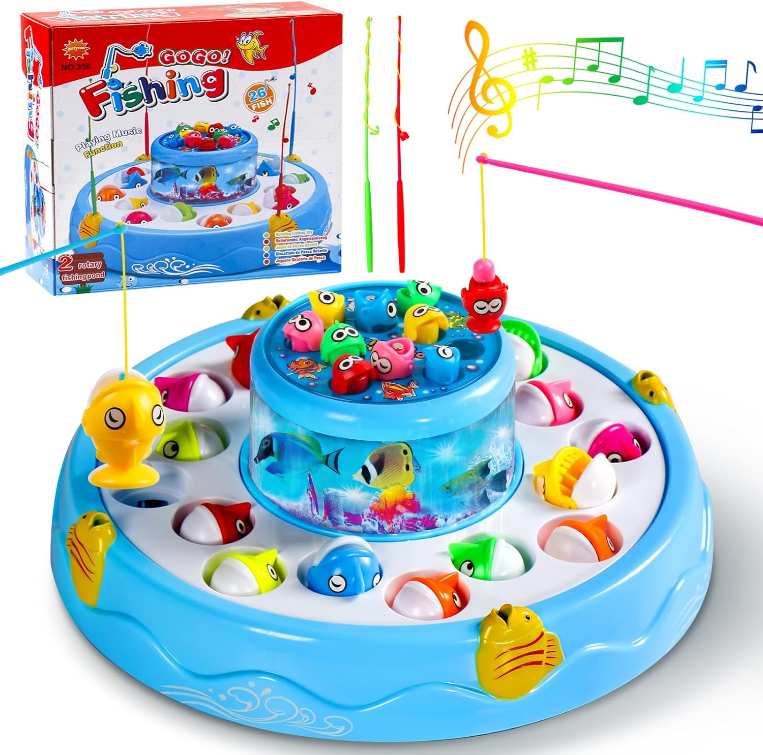 Jeux Enfant 2 3 Ans, Peche A la Ligne Jouet Enfant 2 3 4 Ans Garçon avec 4 Canne et 26 Poissons, Cadeau Enfant 2 3 4 Ans Garçon Fille Jeux de Societe Jeu Enfant de Magnetique - Double Pont