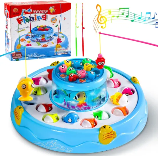 Jeux Enfant 2 3 Ans, Peche A la Ligne Jouet Enfant 2 3 4 Ans Garçon avec 4 Canne et 26 Poissons, Cadeau Enfant 2 3 4 Ans Garçon Fille Jeux de Societe Jeu Enfant de Magnetique - Double Pont