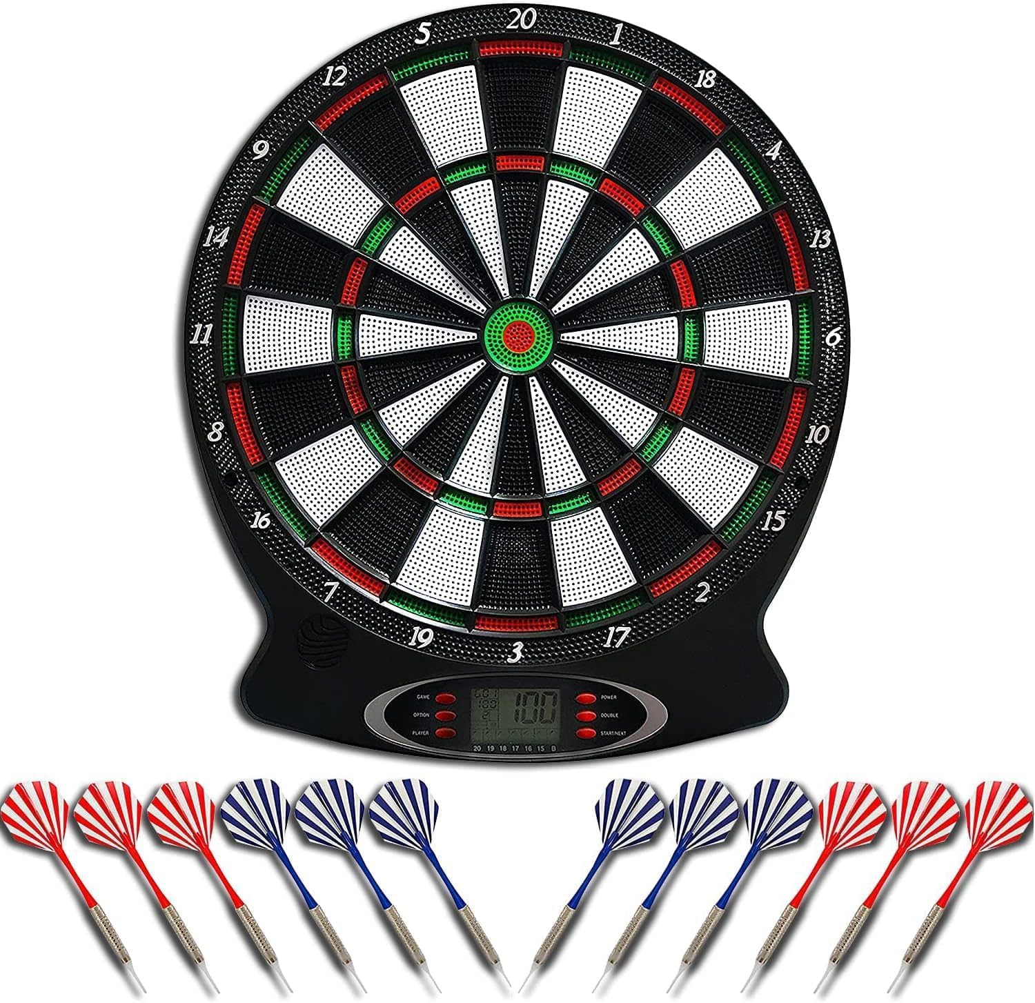 [12 fléchettes] Jeu de flechettes électronique Adulte, Brovamo Jeux de electronique adultesavec 12 fléchettes et,30-Pointe flechette Plastique,Cible electroniqueavec écran LCD,alimenté par Batterie