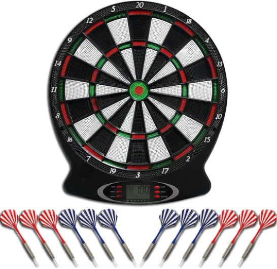 [12 fléchettes] Jeu de flechettes électronique Adulte, Brovamo Jeux de electronique adultesavec 12 fléchettes et,30-Pointe flechette Plastique,Cible electroniqueavec écran LCD,alimenté par Batterie