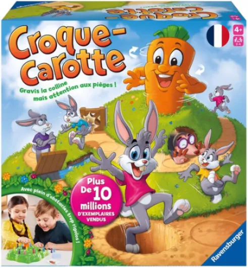 Croque Carotte - Jeu de Société Rigolo - Jeu pour Famille avec Enfants - Course de Lapins Amusante - 2 à 4 Joueurs dès 4 Ans - 22223 - Version française