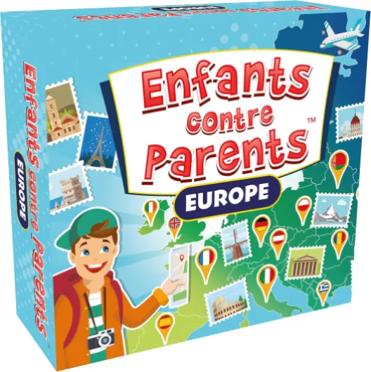Jeu de Plateau Quiz Jeu Éducatif Familial Jeux de Société pour Enfants - Enfants Contre Parents - Europe - dès 7 Ans