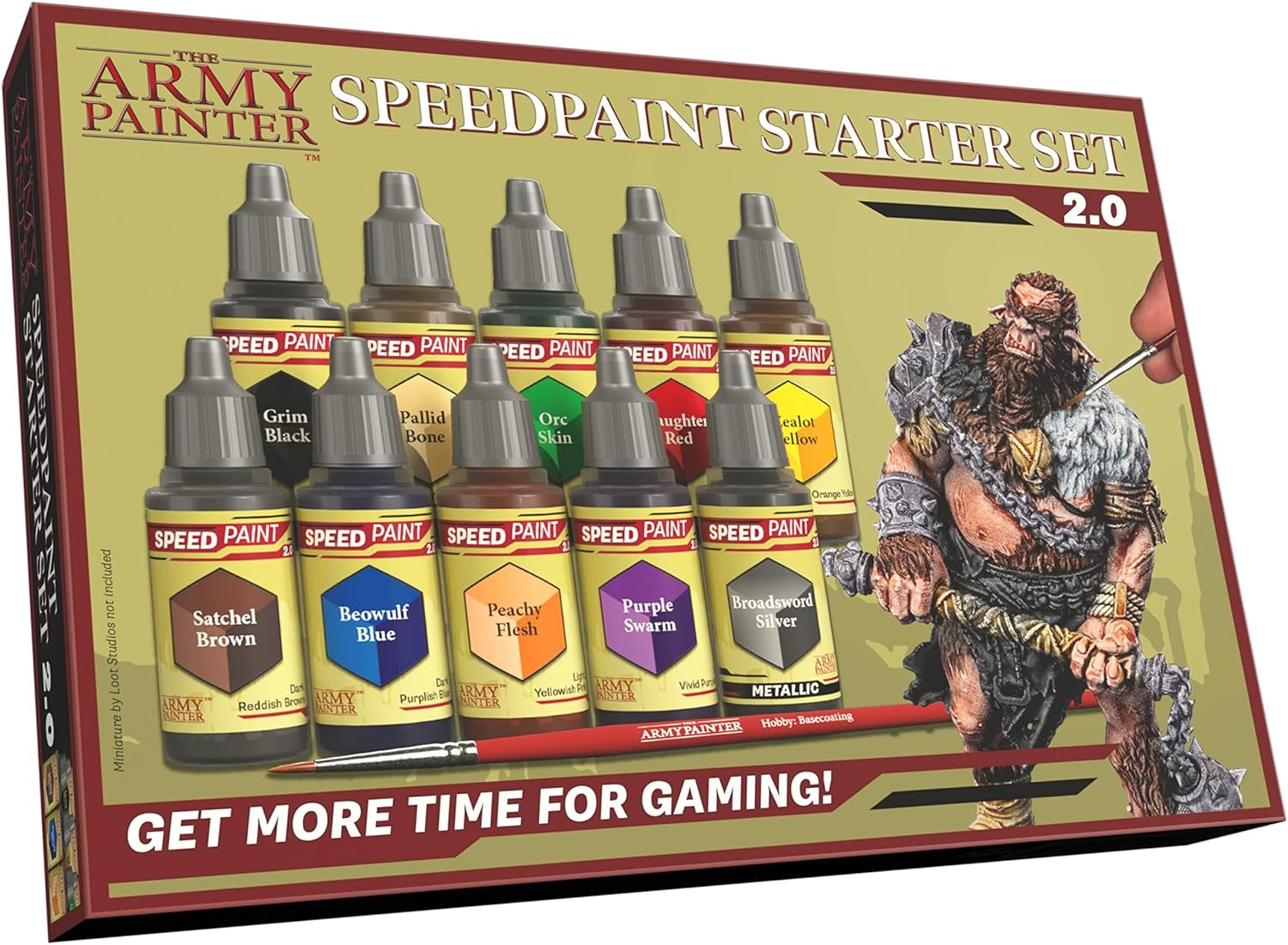 Speedpaint Starter Set 2.0, 10 Bouteilles Peinture Acrylique De 18ml De Peinture De Modèle Et 1 Pinceau De Base Gratuit Pour Warhammer 40k Et Donjons Et Dragons