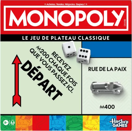 , Jeu de Plateau avec boîte de Rangement et pions Grand Format - Version française Jeu classique