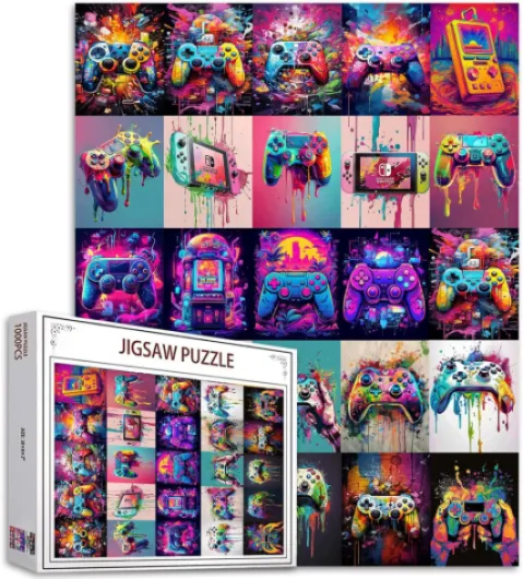 Puzzle aquarelle sur le thème des jeux vidéo pour adultes, 1000 pièces, artistique, 50 x 70 cm, puzzles colorés à faire soi-même, collages familiaux pour décorer les murs de la maison Artwork-01 1000 Pieces