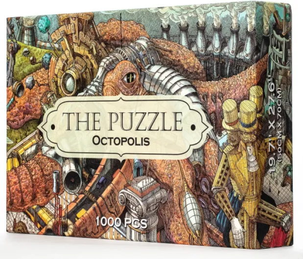 HUNGRY MINDS Puzzle Octopolis 1000 Pièces pour Adultes - Puzzle Difficile et Stimulant sur Le Thème de la Pieuvre - Parfait pour Les Amateurs de Puzzles, Cadeau Stimulant