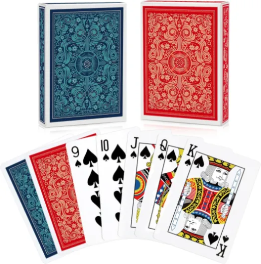 2 Pack Jeu de Carte Jeux de Cartes Index Standard Carte Poker pour Les Familles Jeux de Cartes fête Texas Holdem Poker Blackjack Euchre Canasta Pinochle Jeu de Cartes Casino Grade Rouge/Bleu Foncé