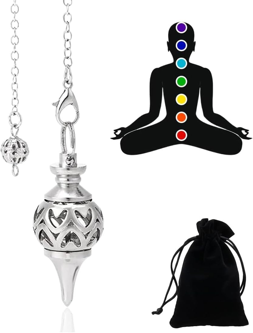 Argent Pendule Divinatoire, Pendule De Thot, Pendule Égyptien, Pendule Radiesthesie, pour la radiesthésie, Pendule Chakra Reiki Divination Méditation(1) Style 5