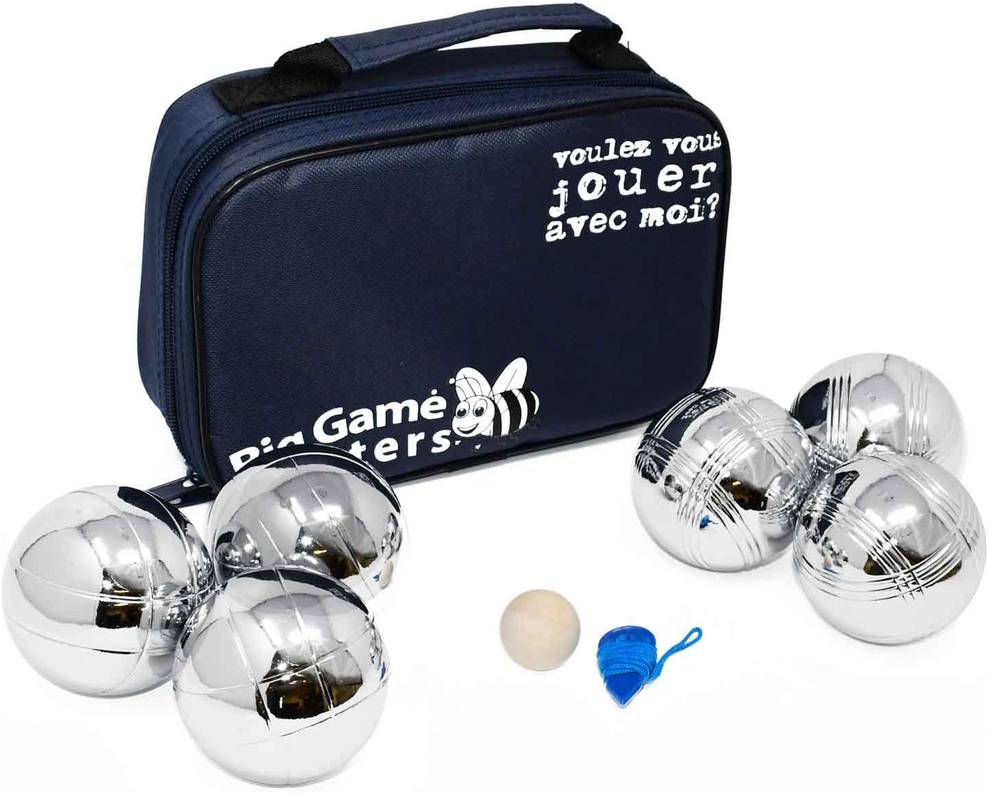 Big Game Hunters Jeu de 6 Boules de Pétanque avec Une Protection Antirouille - 3 Boules de Chaque Motif Gravés dans Un Sac en Toile