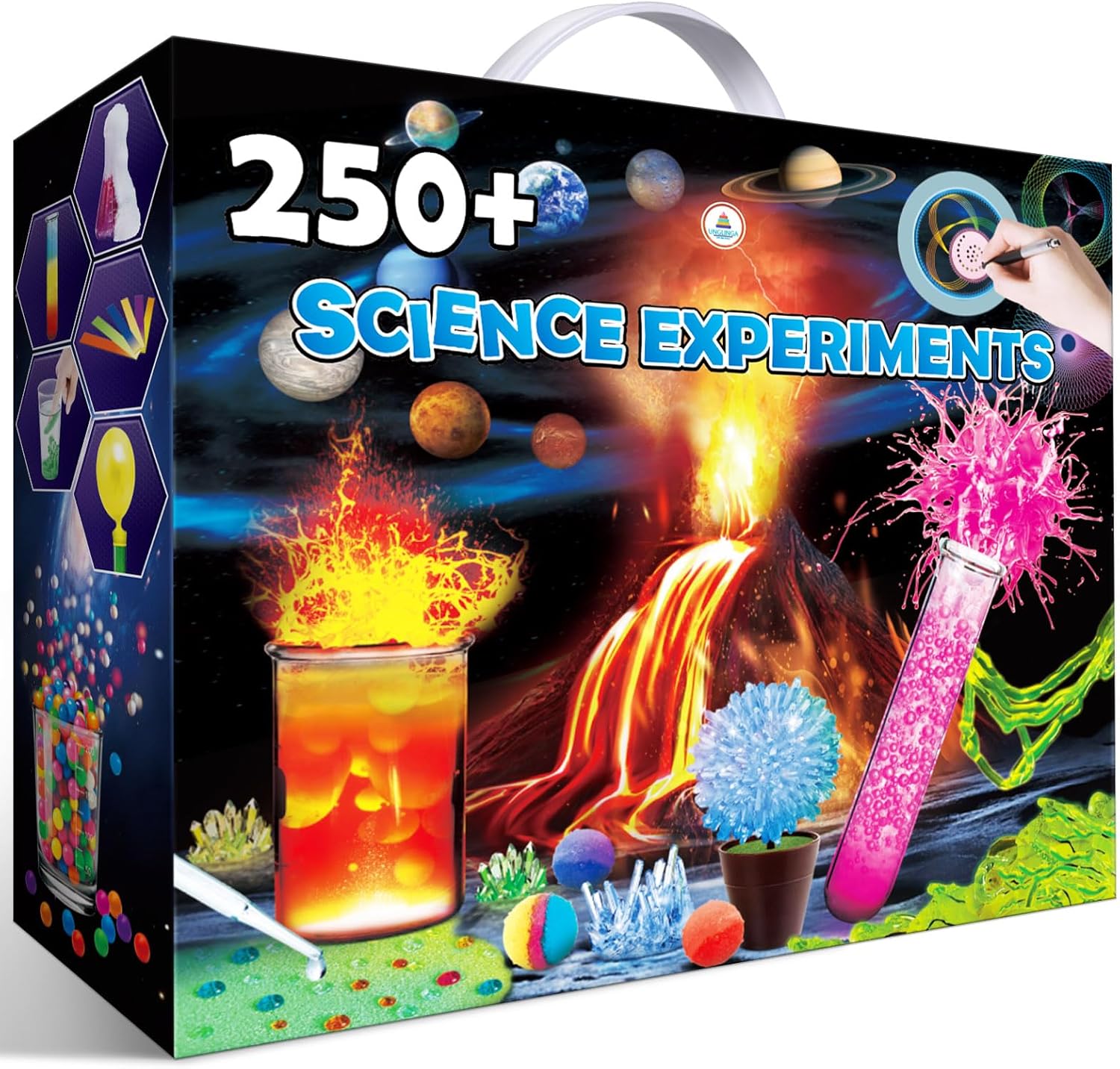 UNGLINGA 250+ Expériences Scientifique pour Enfants, STEM Science et Activités Manuelles, Laboratoire de Chimie Lab, Volcans, Jeux éducatifs Manuelles