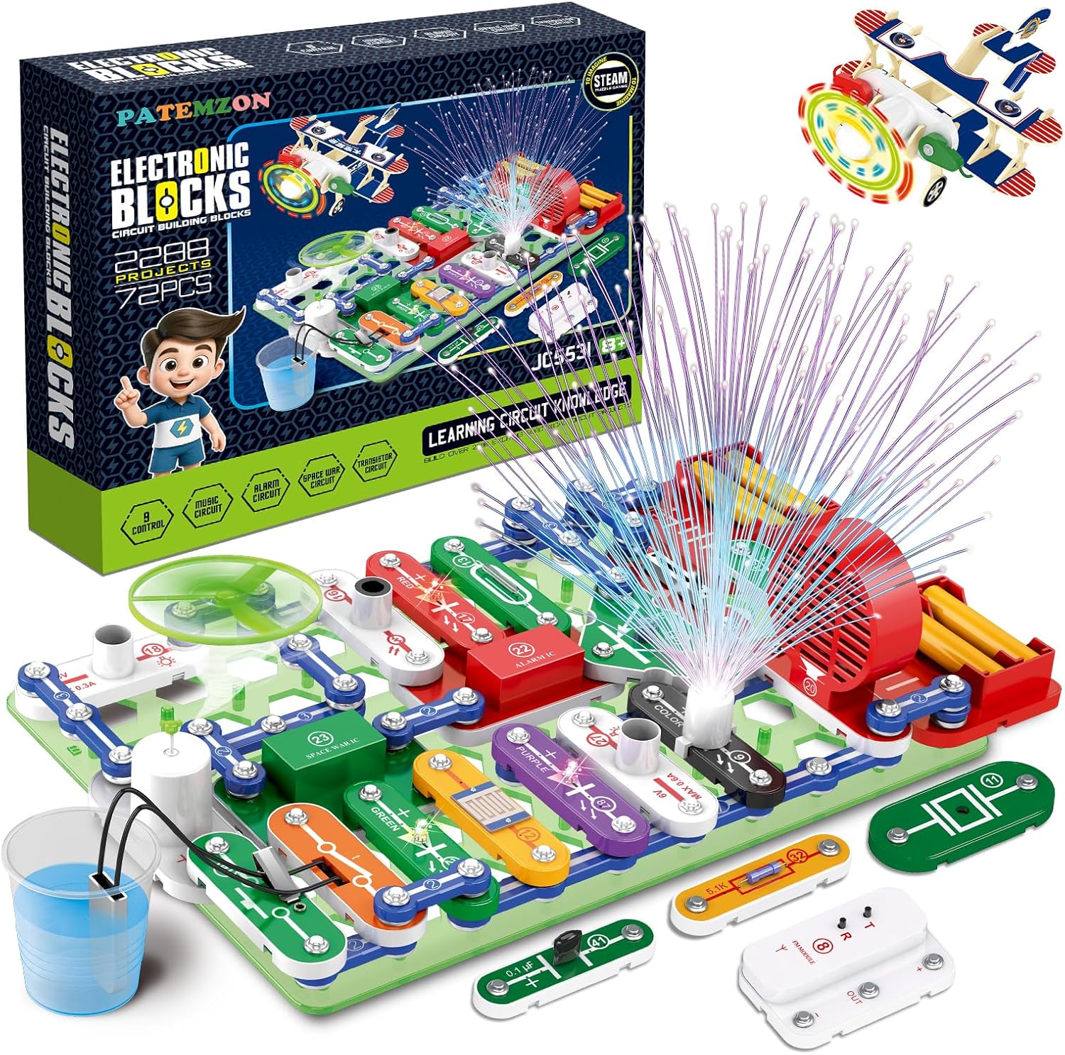 Jeu Kit Experiences Scientifiques pour Enfant, Kit Éducatif Électricité de Sciences, avec Instructions Illustrées, 2000+ Possibilités de Jeu, Idée Cadeau pour Garçons et Filles 8+ Ans