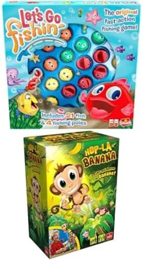 Lot 2 Jeux - Let's GO Fishin' + HOP LA Banana - Jeux de Société d'action et d'Adresse pour Enfants Dès 3 Ans - Pêche et Jeu de Rapidité - 2 Jeux pour Jouer en Famille et Entre Amis - 2 à 4 Joueurs