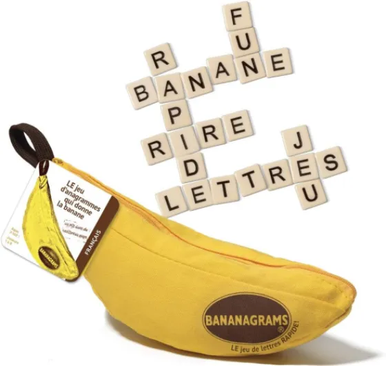 Jeu d'ambiance Bananagrams Le jeu de lettres qui donne la banane, Jaune Bananagrams Classique