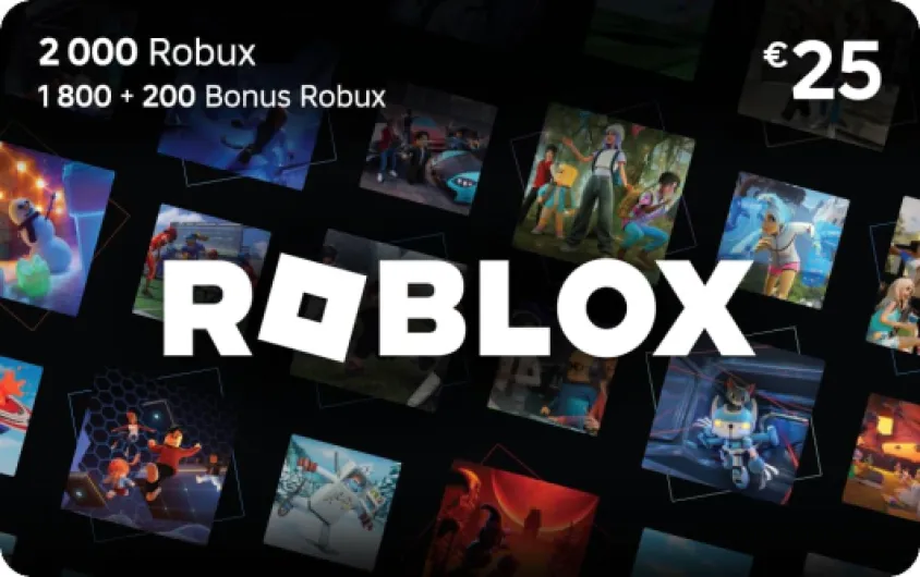 Carte Cadeau Roblox - 2,000 Robux (article virtuel exclusif inclus] (Code digital pour ordinateur, téléphone, tablette, Xbox One, Xbox Series X-S, Oculus Rift et HTC Vive) Multiplateforme 25 EUR
