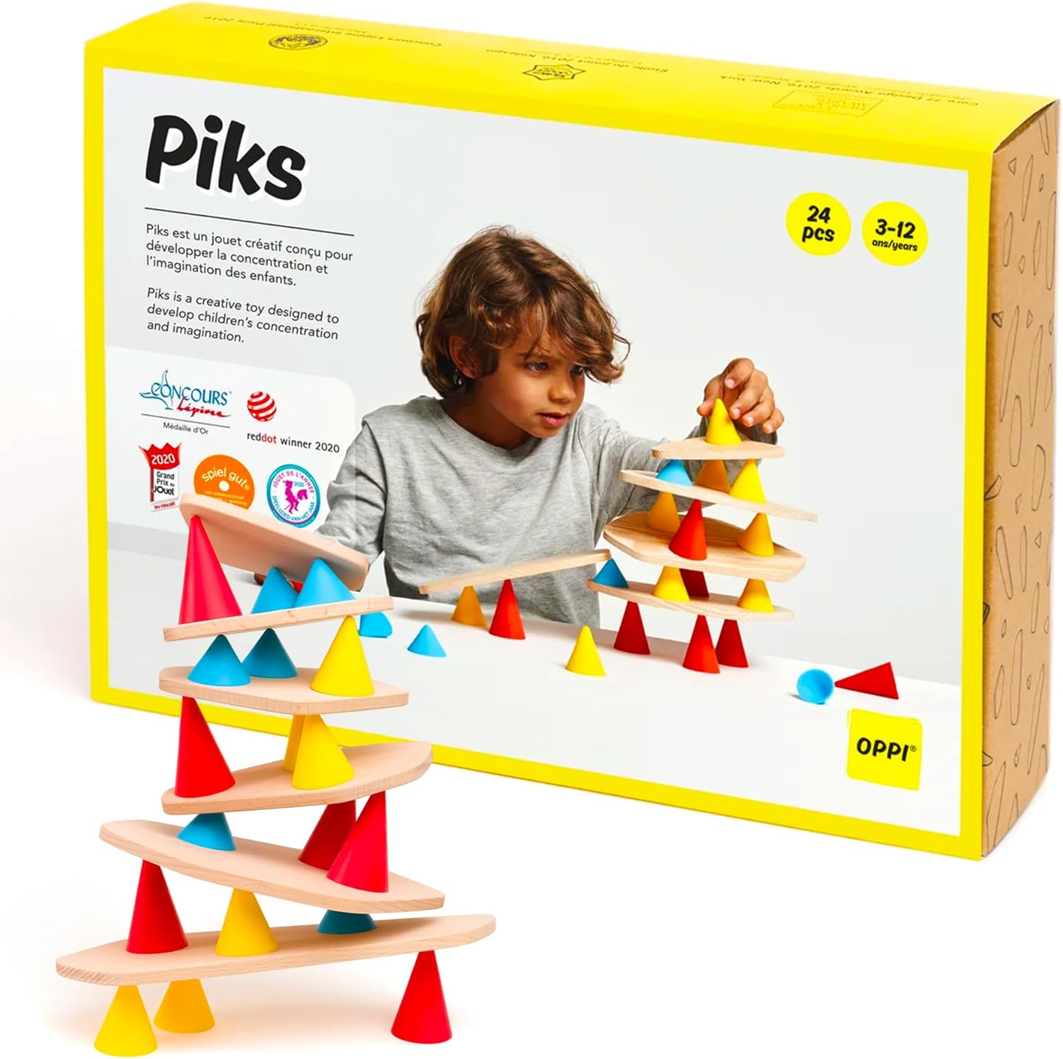 Piks Small Kit - Jeu Éducatif en Bois et Silicone - Avec Livret d'Instructions - 24 Pièces, Divers