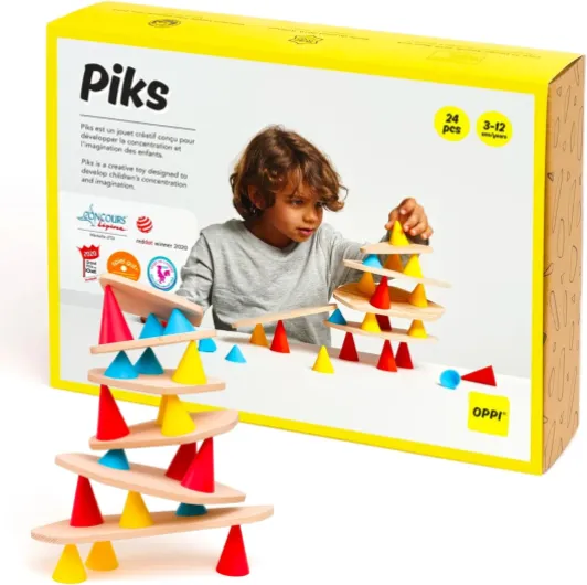 Piks Small Kit - Jeu Éducatif en Bois et Silicone - Avec Livret d'Instructions - 24 Pièces, Divers