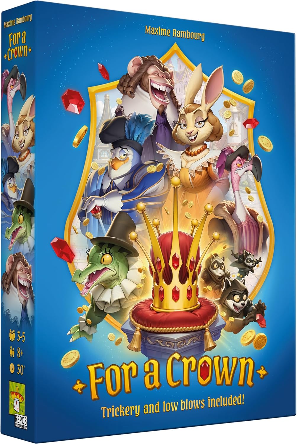 For A Crown - Jeu de stratégie de tromperie, de tromperie et d'ambition royale, jeu familial amusant pour enfants et adultes, à partir de 8 ans, 3 à 5 joueurs, 30 minutes de temps de jeu, fabriqué par