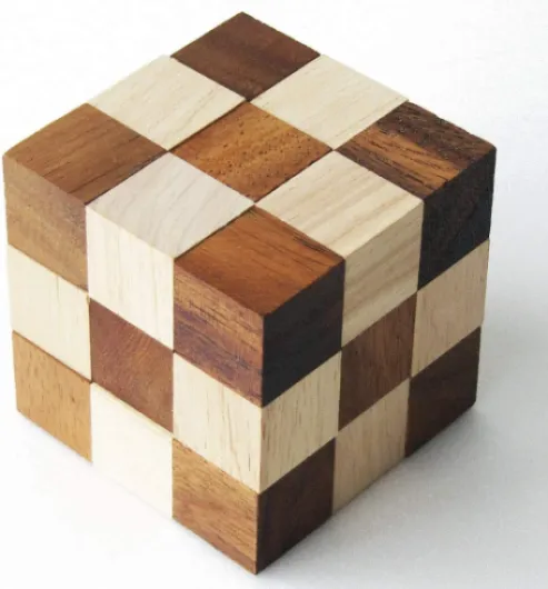 DIABOLICUBE 3x3 Jeu Casse tête à partir de 8 Ans difficulté 3/6 - en Bois Massif aux Normes CE Marque française Le Délirant - Solution avec Illustrations fournie - déplier et Tenter de Reformer Le Cube