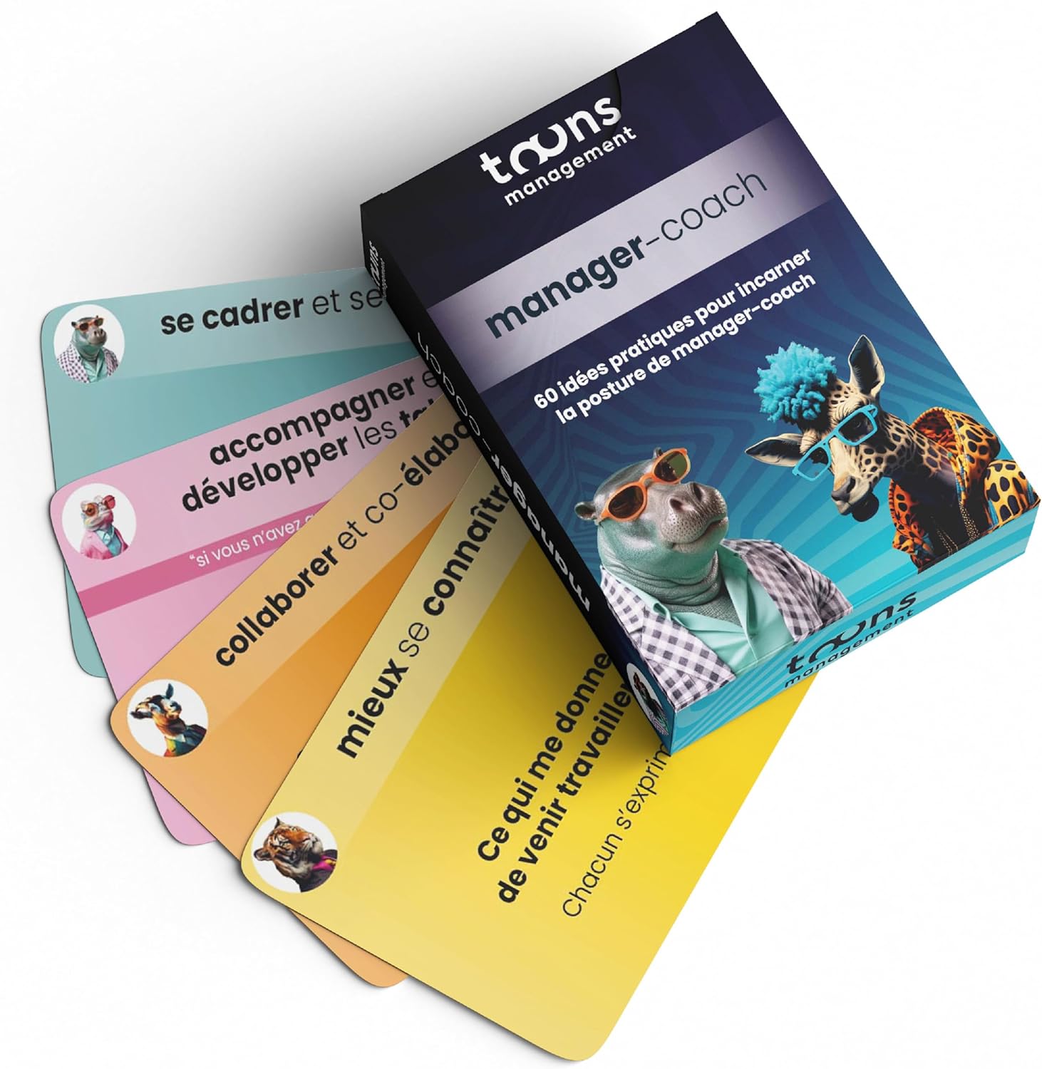 Jeu Manager Coach© - 60 Cartes pour développer la Posture managériale - Relations Authentiques, Confiance et Talents - Outil de Management bienveillant en 15 Min