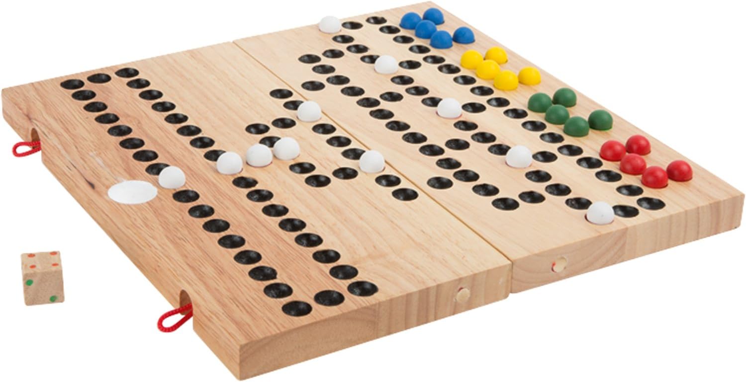 9954 jeu de société en bois "Barricade", jeu de dés et de stratégie pour 2 à 4 joueurs, à partir de 3 ans, Marron