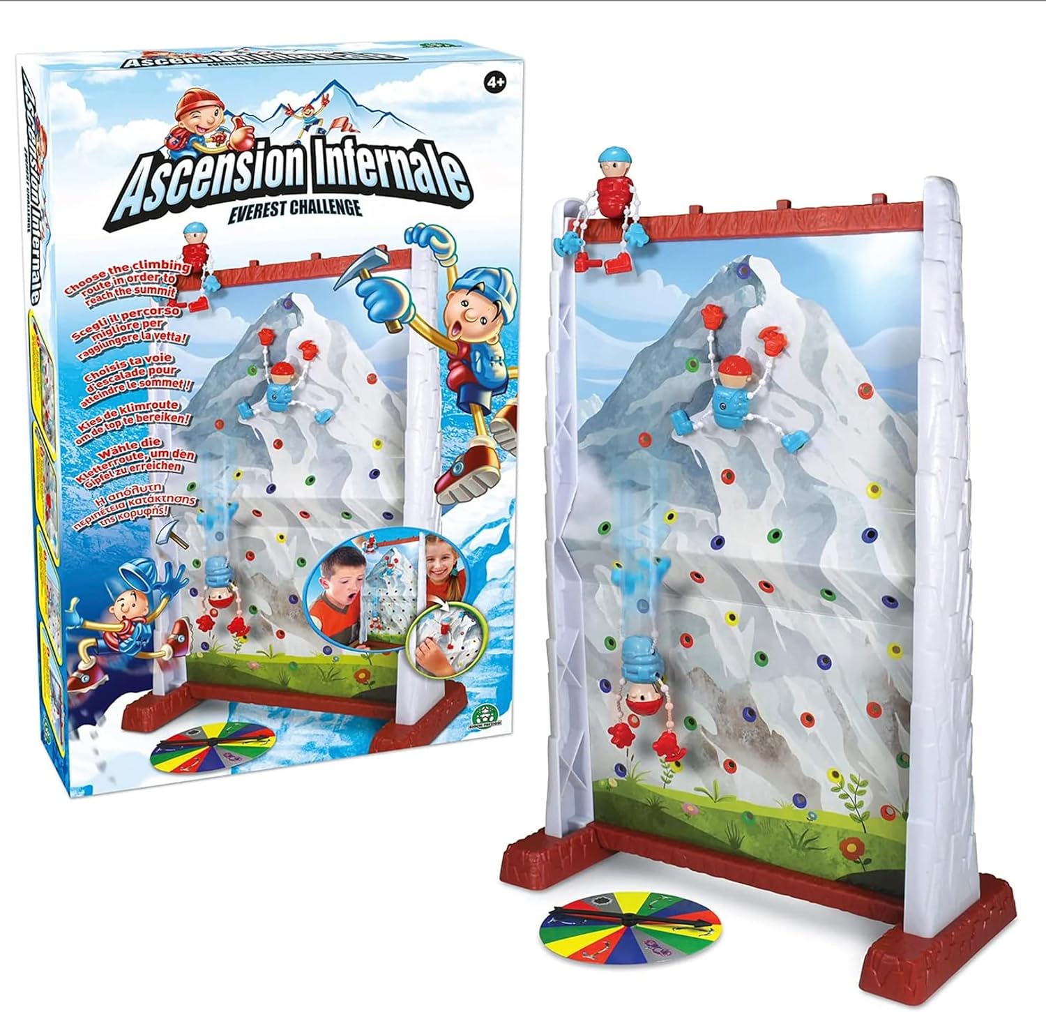 ASCENSION INFERNALE, Jeu de Course d'escalade, pour 2 Joueurs, 4 alpinistes, Une Roue et Une Montagne a gravir, Jouet pour Enfants dès 3 Ans, GIOCHI PREZIOSI, 8916
