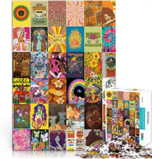 Jeu Familial pour et Art Patchwork Hippie Puzzle 1000 pièces pour Adolescents 26x38cm Améliorer la mémoire à partir de 14 Ans As39a/Hippie Patchwork Art 26x38 cm(1000pcs)