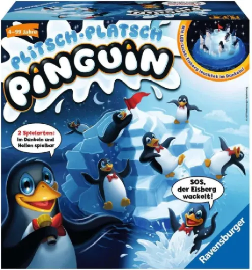 21325 Jeu pour Enfants – Plitsch Platsch Pingouin – pour Enfants et Adultes – Jeu Classique pour 1 à 5 Joueurs à partir de 4 Ans Plitsch – Platch Pingouin.