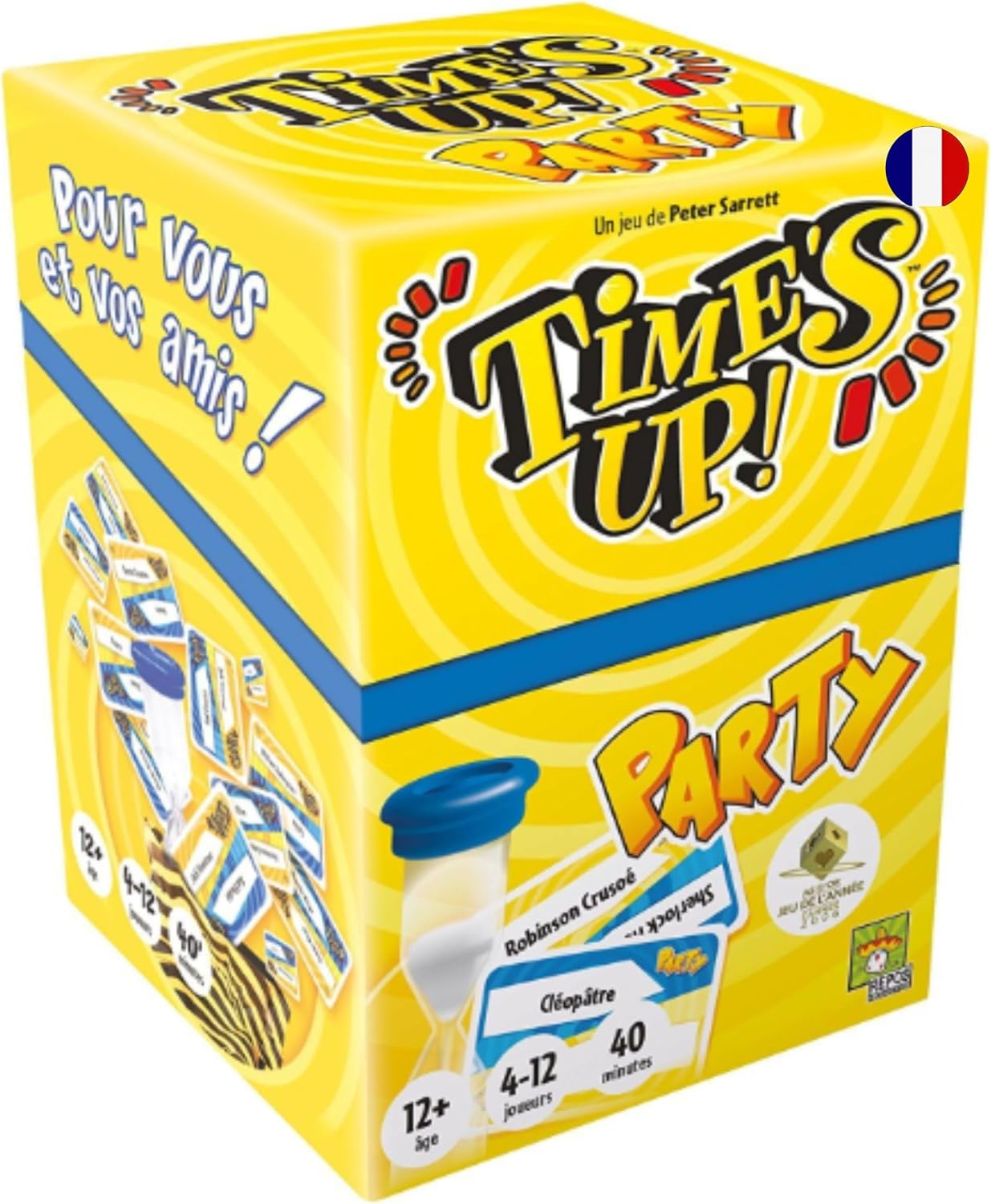 TIME'S UP! : Party - Version Jaune - Jeu de Société d'Ambiance et de Rapidité - Devinez les Mots - Jeu de Cartes Familial dès 12 ans - As d'Or - 4 à 12 Joueurs - 40 Min - En Français