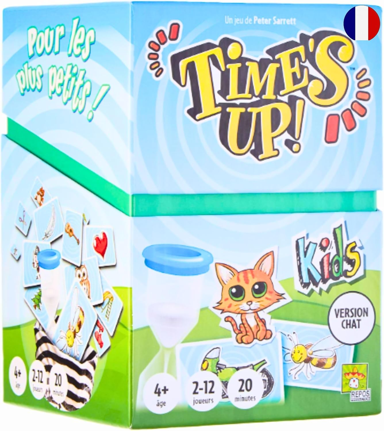 Time's UP! Kids : Version Chat - Jeu de Société Enfants dès 4 Ans - Jeu d'Ambiance et de Rapidité Familial - Cartes Dessins à Faire Deviner - 2 à 12 Joueurs - 20 Min - Repos Production Kids - Classique
