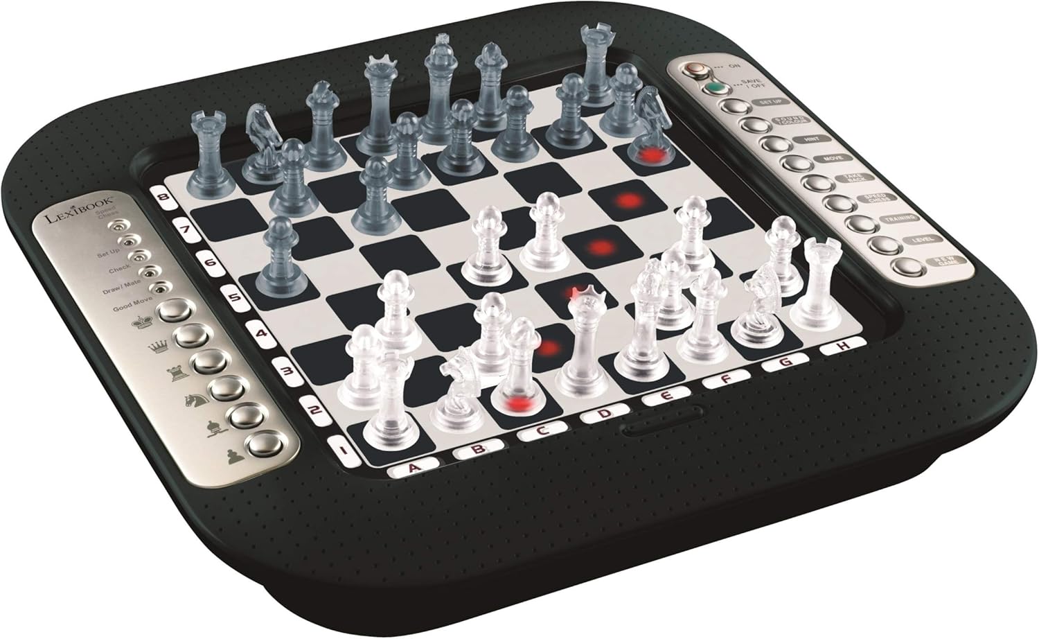 Chessman FX, d’échecs électronique avec Clavier Tactile et Effets Lumineux et sonores, 32 pièces, 64 Niveaux de difficulté, Jeu de société Famille, Noir/Gris, CG1335