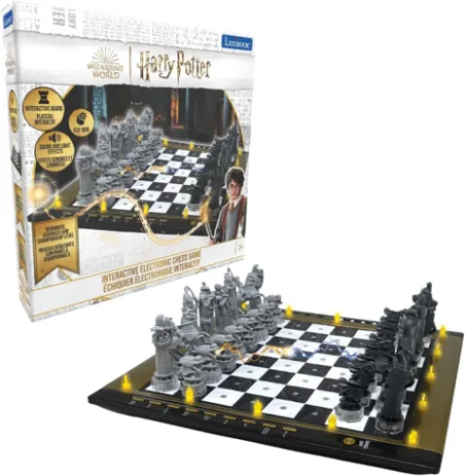 Harry Potter® Jeu d’échecs électronique, échiquier, avec Clavier Tactile et Effets Lumineux et sonores, 32 pièces, 64 Niveaux de difficulté, Jeu de société Famille, CG3000HPLXB