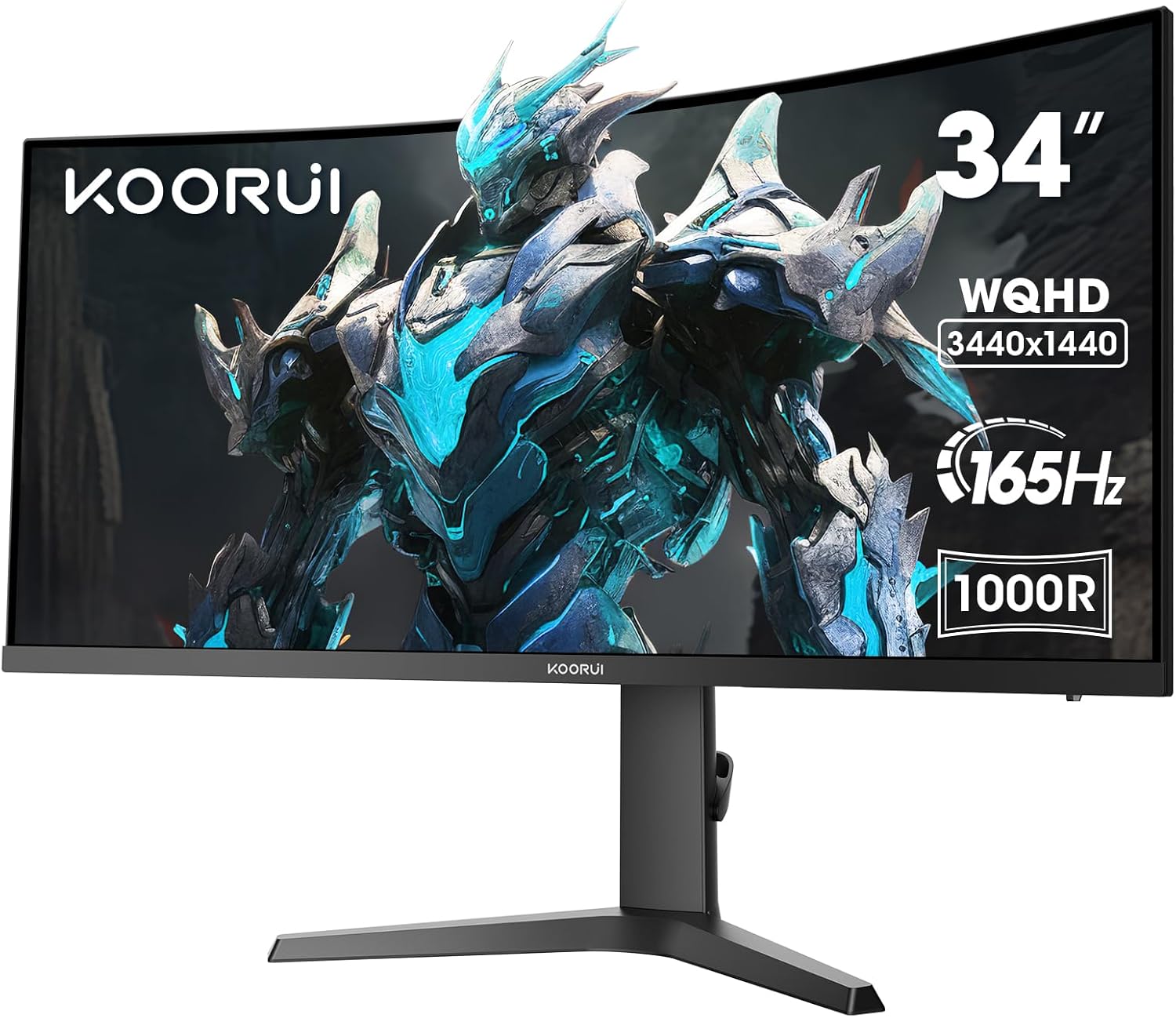 Gaming Monitor 34 Pouces incurvé, 1440P 165Hz 1ms WQHD, FreeSync Compatible avec G-Sync, HDMI 2.0 Display Port, 1000R HDR 400, réglable en Hauteur, VESA Mountable, Eye Care, Noir VA/WQHD/165Hz 34 Pouces