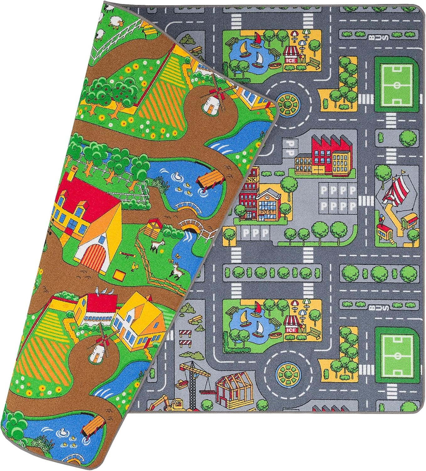 Tapis de Rue Réversible Tapis de Jeu pour Enfants pour Chambre d'enfant et Salle de Jeux Duoplay 100x165 cm