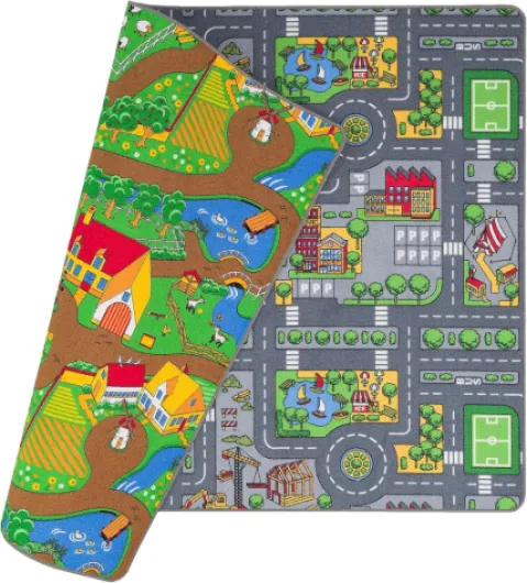 Tapis de Rue Réversible Tapis de Jeu pour Enfants pour Chambre d'enfant et Salle de Jeux Duoplay 100x165 cm