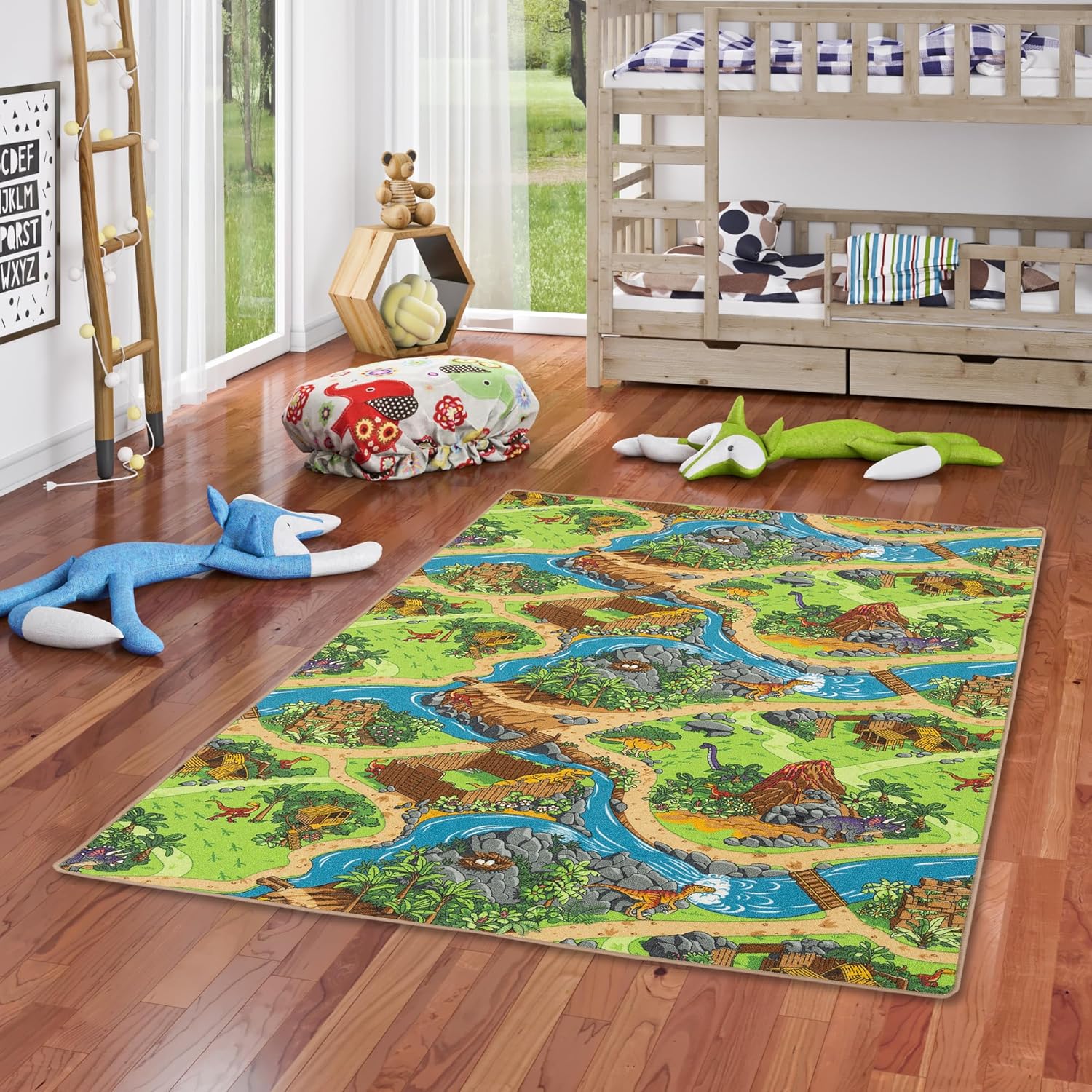 Snapstyle Tapis pour Enfants et Tapis de Jeu - Grand Choix de Tapis de Rue - Facile d'entretien et résistant pour Les Chambres d'enfants Dinos 80x160 cm