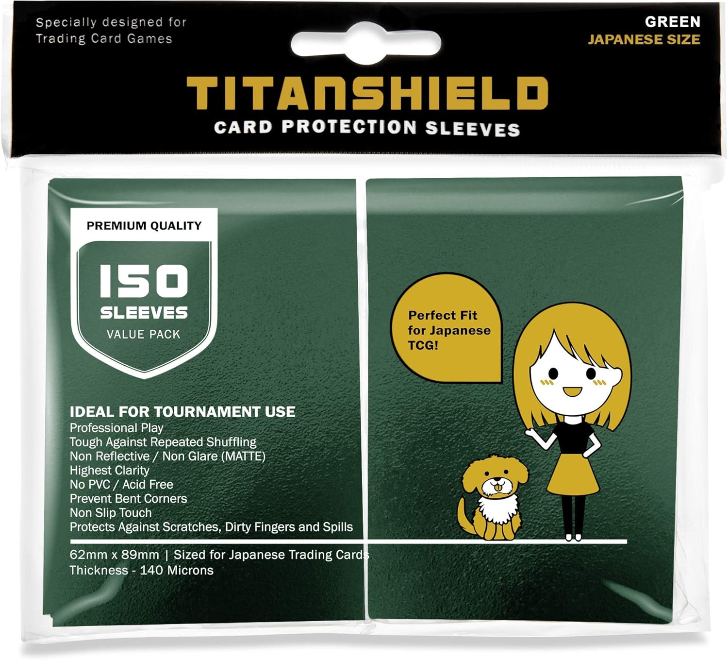 TitanShield Lot de 150 pochettes de protection pour cartes à collectionner Yu-Gi-Oh, Cardfight!! Vanguard et plus encore (Vert)