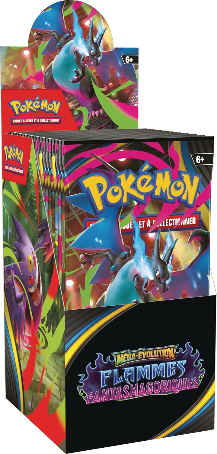 : présentoir de boosters Méga-Évolution– Flammes Fantasmagoriques du JCCPokémon (18boosters)