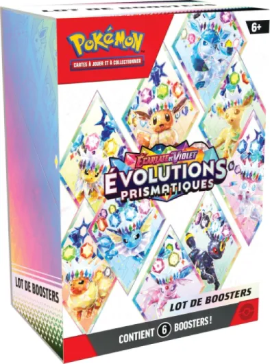 : Lot de boosters Écarlate et Violet – Évolutions Prismatiques du JCC Pokémon (6 boosters)