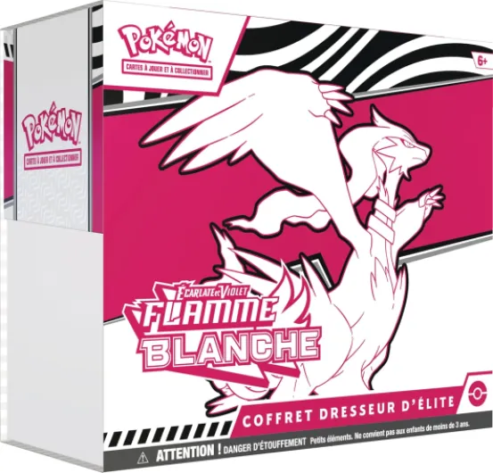 : Coffret Dresseur d’élite Écarlate et Violet – Flamme Blanche – Reshiram (1 Carte Promo Entièrement Illustrée de Boréas, 9 Boosters et des Accessoires de Jeu Premium)