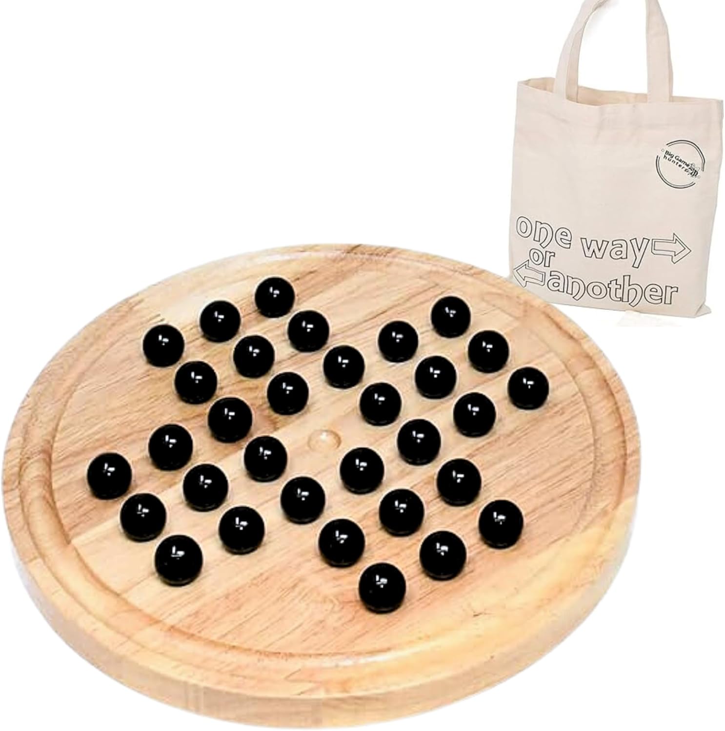 Big Game Hunters Jeu de société solitaire en bois – Qualité supérieure avec billes en porcelaine – Jeu de stratégie classique pour tous les âges