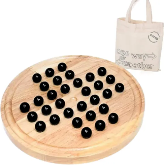 Big Game Hunters Jeu de société solitaire en bois – Qualité supérieure avec billes en porcelaine – Jeu de stratégie classique pour tous les âges