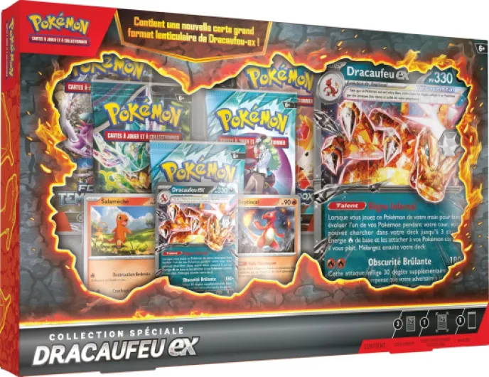 : Collection spéciale Dracaufeu-ex du JCC Pokémon (1Carte Promo Brillante, 2Cartes Brillantes, 1Carte Grand Format lenticulaire et 5boosters)