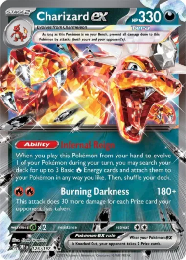 Dracaufeu ex 125/197 Carte Pokémon double rare (SV Obsidienne Flammes) + 1 Toploader TitanCards®