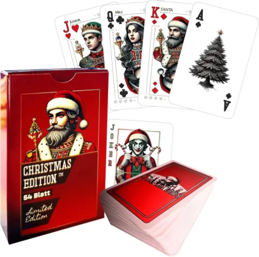 Generisch Jeu de cartes à jouer édition de Noël - 54 feuilles de jeu de cartes Bridge au design de Noël - Parfait pour le jeu de Noël