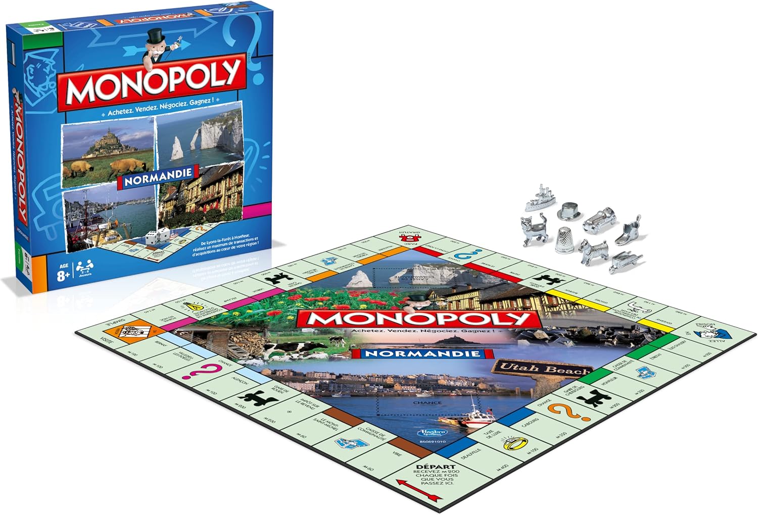 Monopoly Normandie en français - Jeu De Plateau 8+ - Jeu de Société pour 2 à 6 Joueurs - Jeux de Société Famille en français Monopoly - Normandie