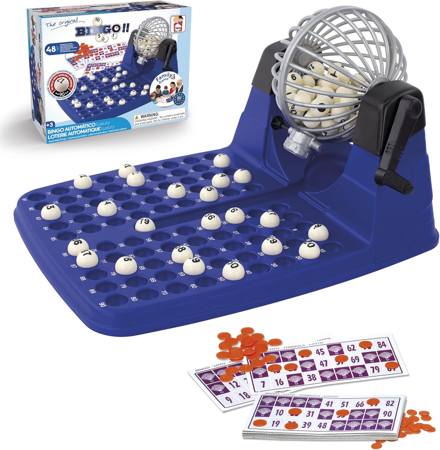 Loterie Automatique - Jeu Loto Bingo Complet: Boulier + 90 Boules indélébiles + 48 cartons + jetons - Ref - 20805