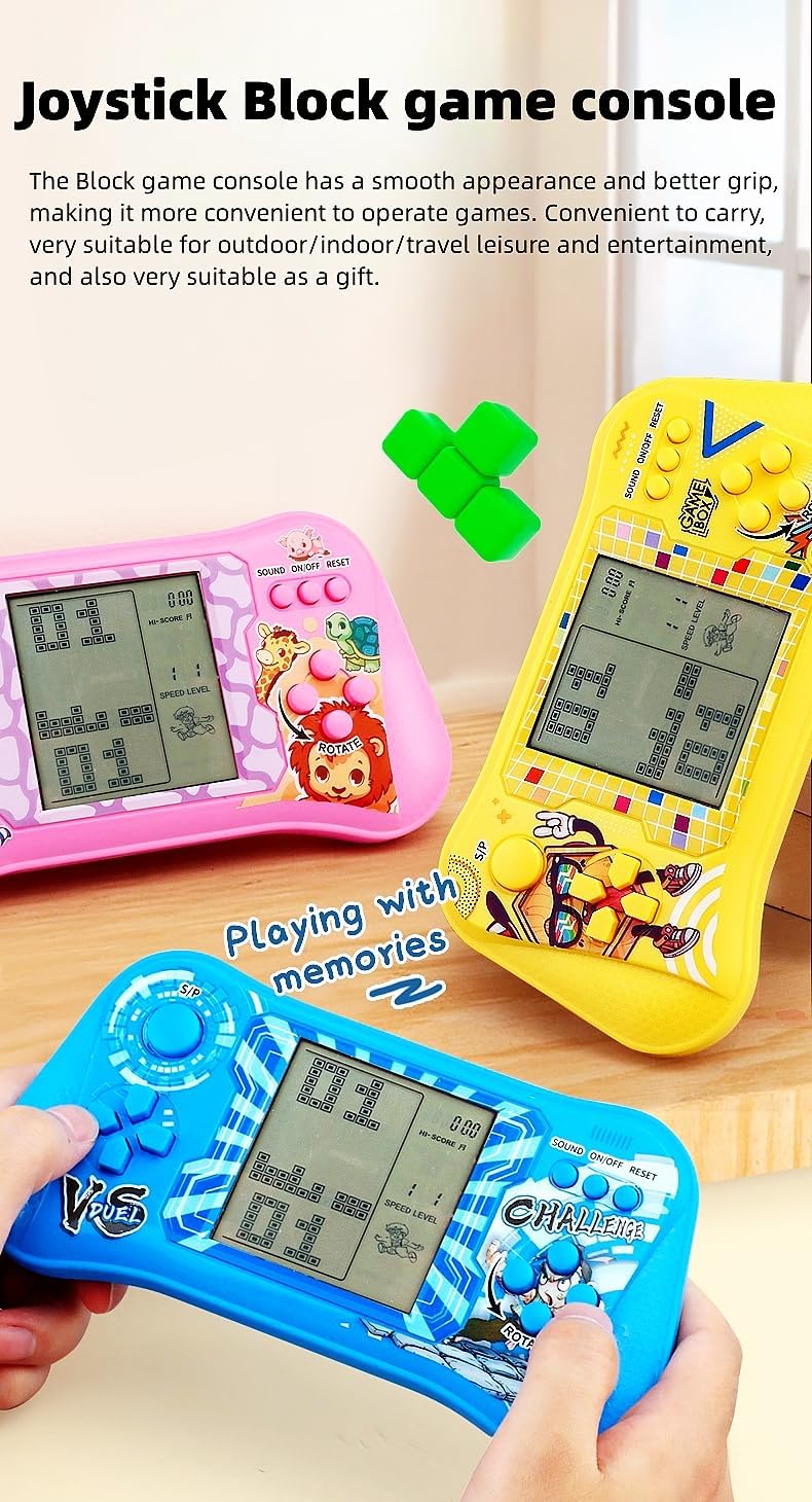 TAQY Console de Jeu Joystick Block 999 en 1 Jeu de Briques Bataille de Chars Console de Jeu de Poche rétro Souvenirs des années 70/80/90 Jouets Appareil de Jeu Portable Cadeaux pour Enfants (Yellow)
