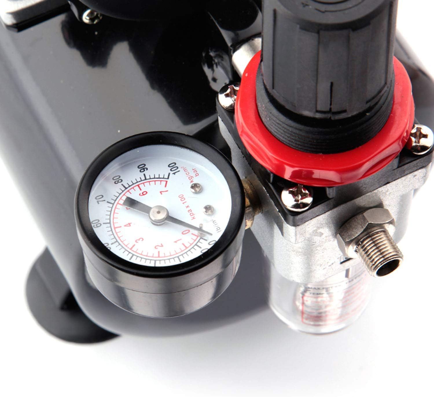 Fengda Compresseur Aerographe Professionnel FD-186 avec réservoir d’air/Régulateur de pression / 3L / 4 bars/Arrêt Auto