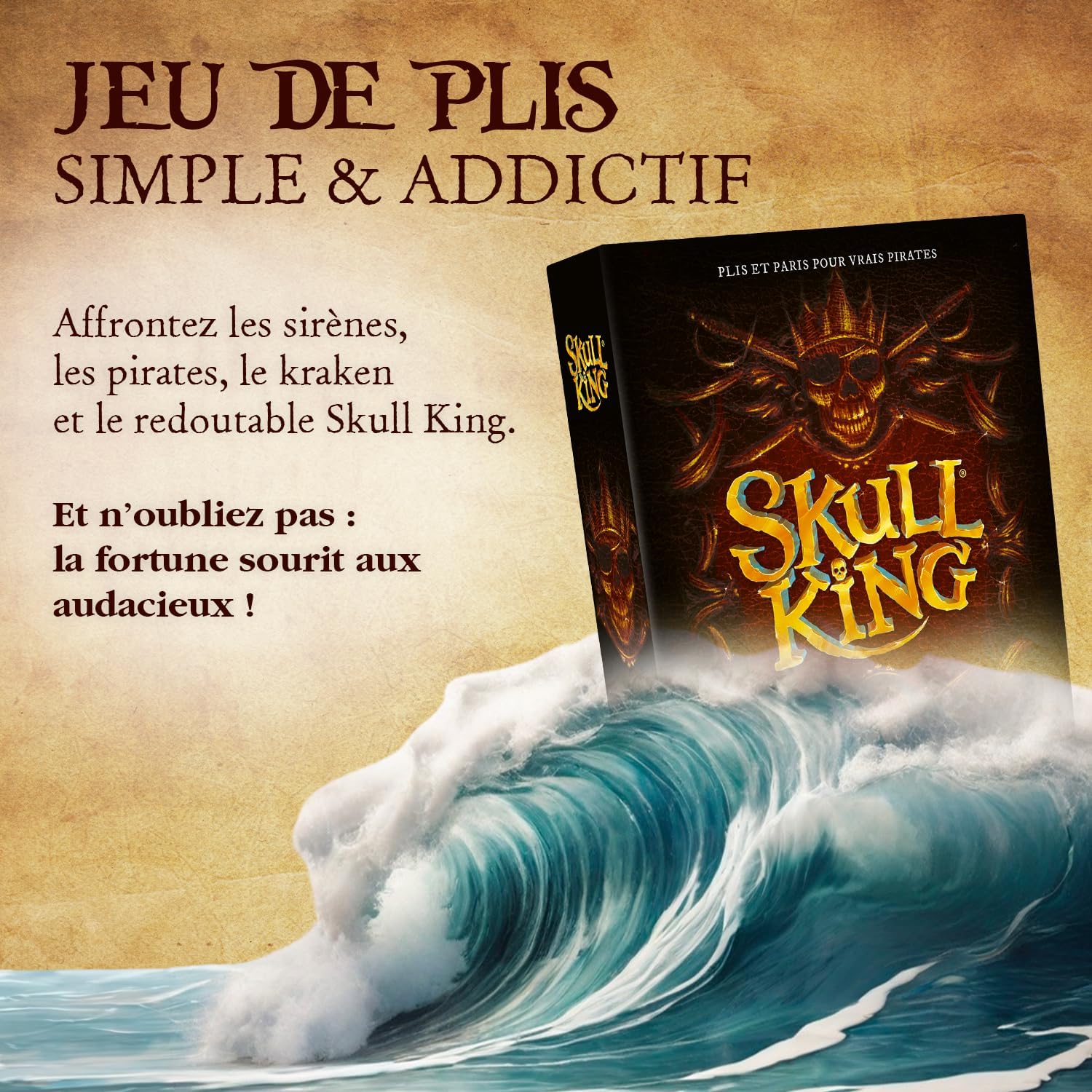 Skull King - Jeu De Plis - Jeu De Cartes pour Vrais Pirates - 2 à 8 Joueurs - Réflexion Tactique, Stratégique et Paris - Version Française - 8 Ans Et Plus